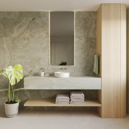 Polished ceramic tile | 60x120 cm | Tilestone Onyx Green