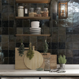 Ceramic wall tile | 10x10 cm | Zellige Manara Clay Berber Black Ceramic wall tile | 10x10 cm | Zellige Manara Clay Berber Black