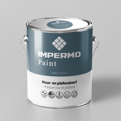 Verf | 18x20 cm | Muur & Plafond - Impermo Paint - Faded Denim