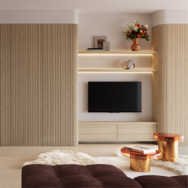 Decorative wall panels | 60x240 cm | Panel Round Wooden Slats - Natural - Flex - Untreated  Decorative wall panels | 60x240 cm | Panel Round Wooden Slats - Natural - Flex - Untreated