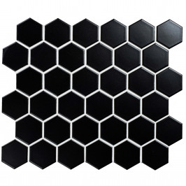 Mosaïque | 28.2x32.5 cm | Mosaic Black Matt Big Hexagon Mosaïque | 28.2x32.5 cm | Mosaic Black Matt Big Hexagon