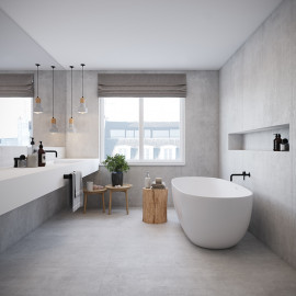 ceramic floor tiles, floor tiles, concrete look, light grey, impermo, modern, minimalistisch